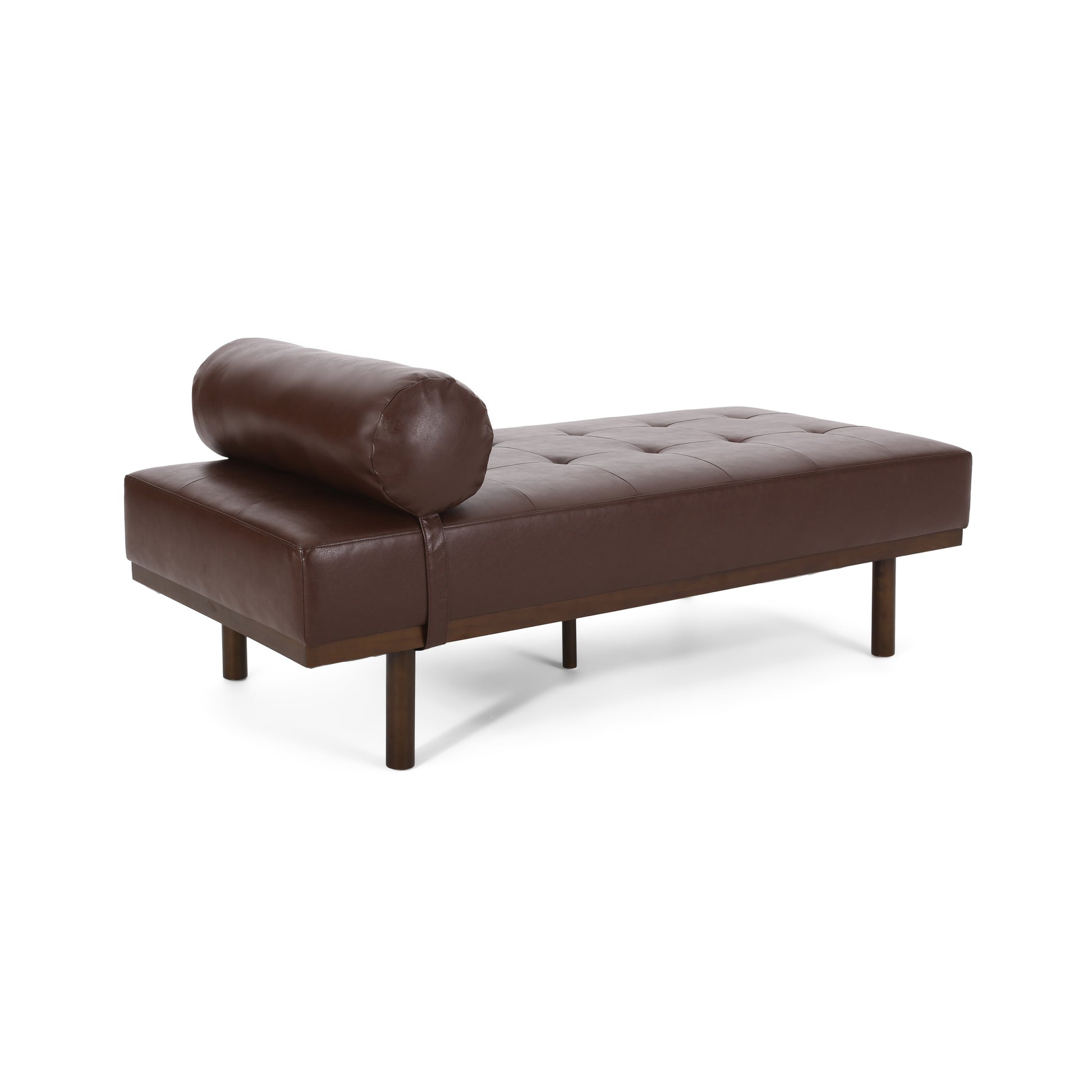 Chaise Lounge Dark Brown Pu