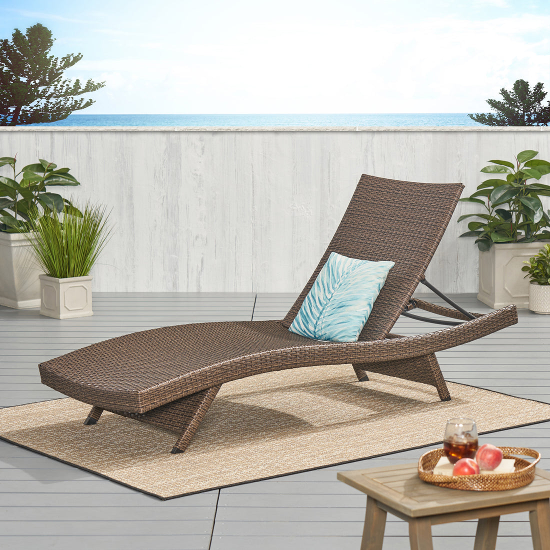 Salem Pe Wicker Chaise Lounge Mocha Rattan