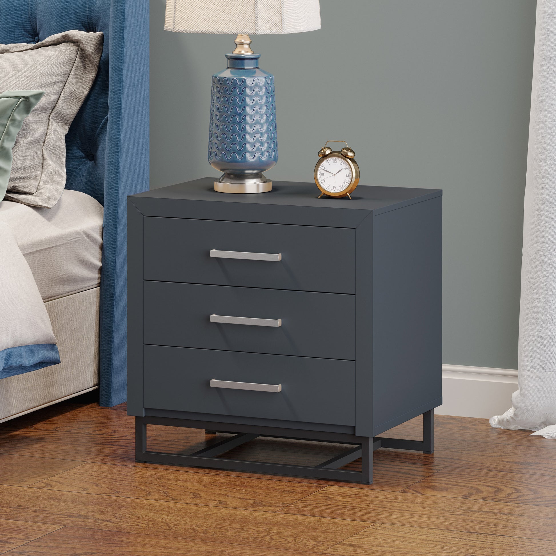 3 Drawer Chest Charcoal Grey Mdf