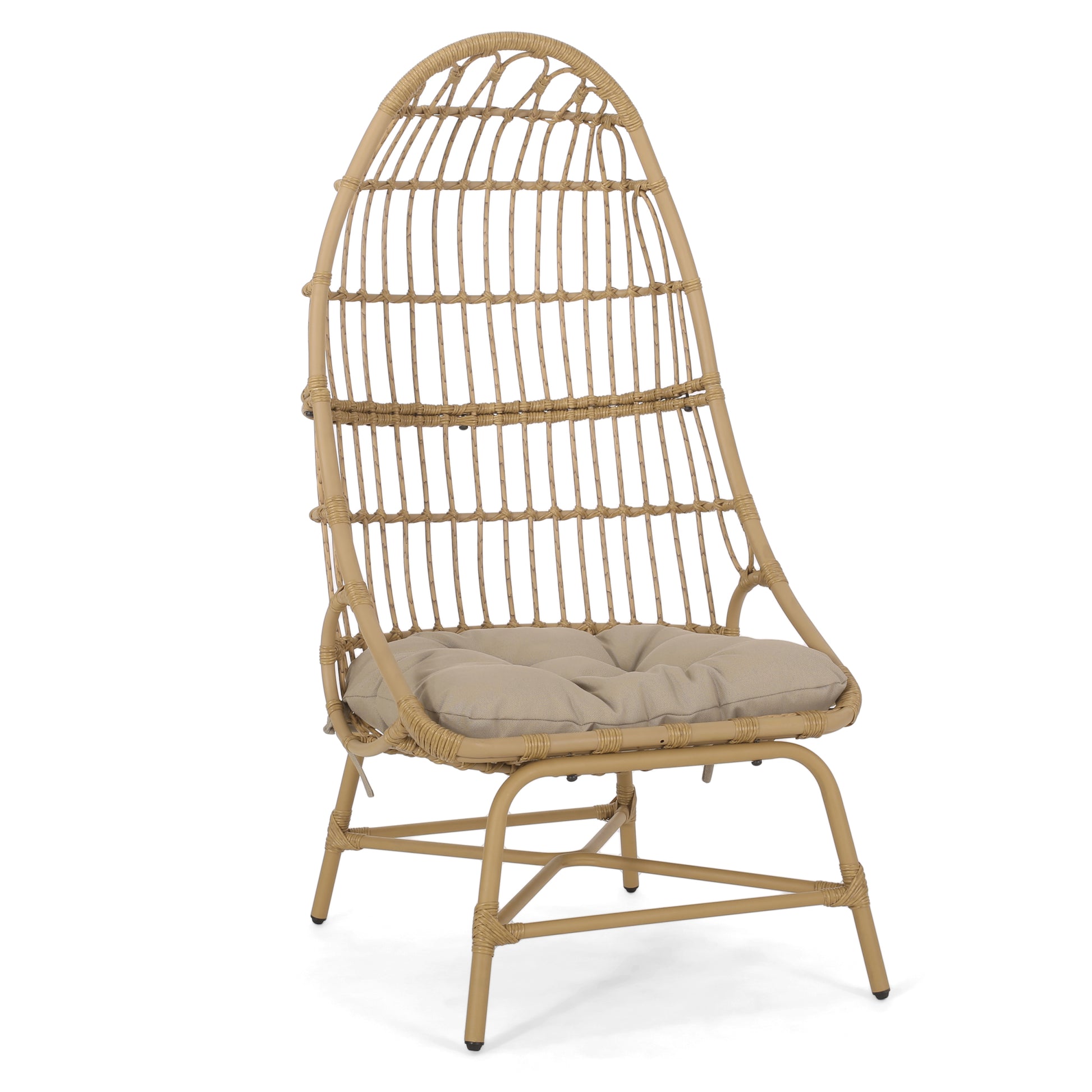 Elon Cocoon Chair Light Brown Pe Rattan Iron Waterproof Fabric