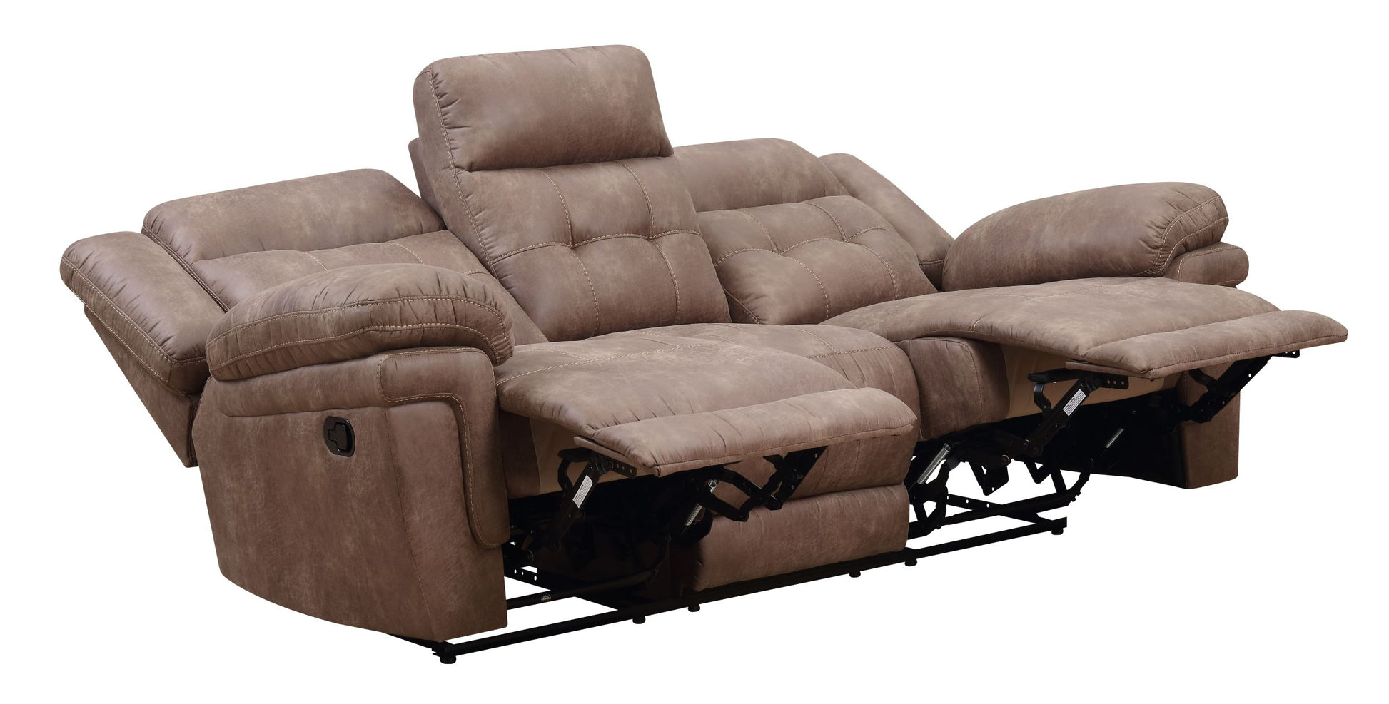 Anastasia Recliner Sofa Cocoa Brown Wood 3 Seat