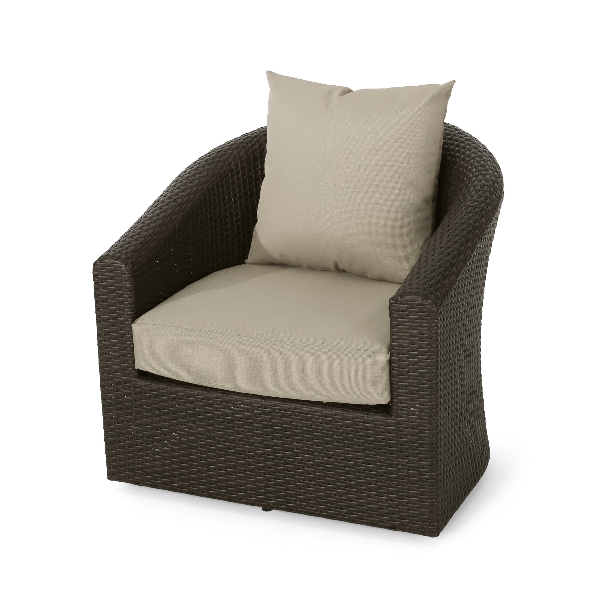 Darius Swivel Club Chair Brown Fabric