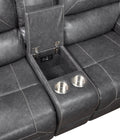 Keily Manual Reclining Glider Loveseat Gray Dark Gray Faux Leather 2 Seat