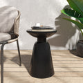 Outdoor Metal End Table Large Black Iron