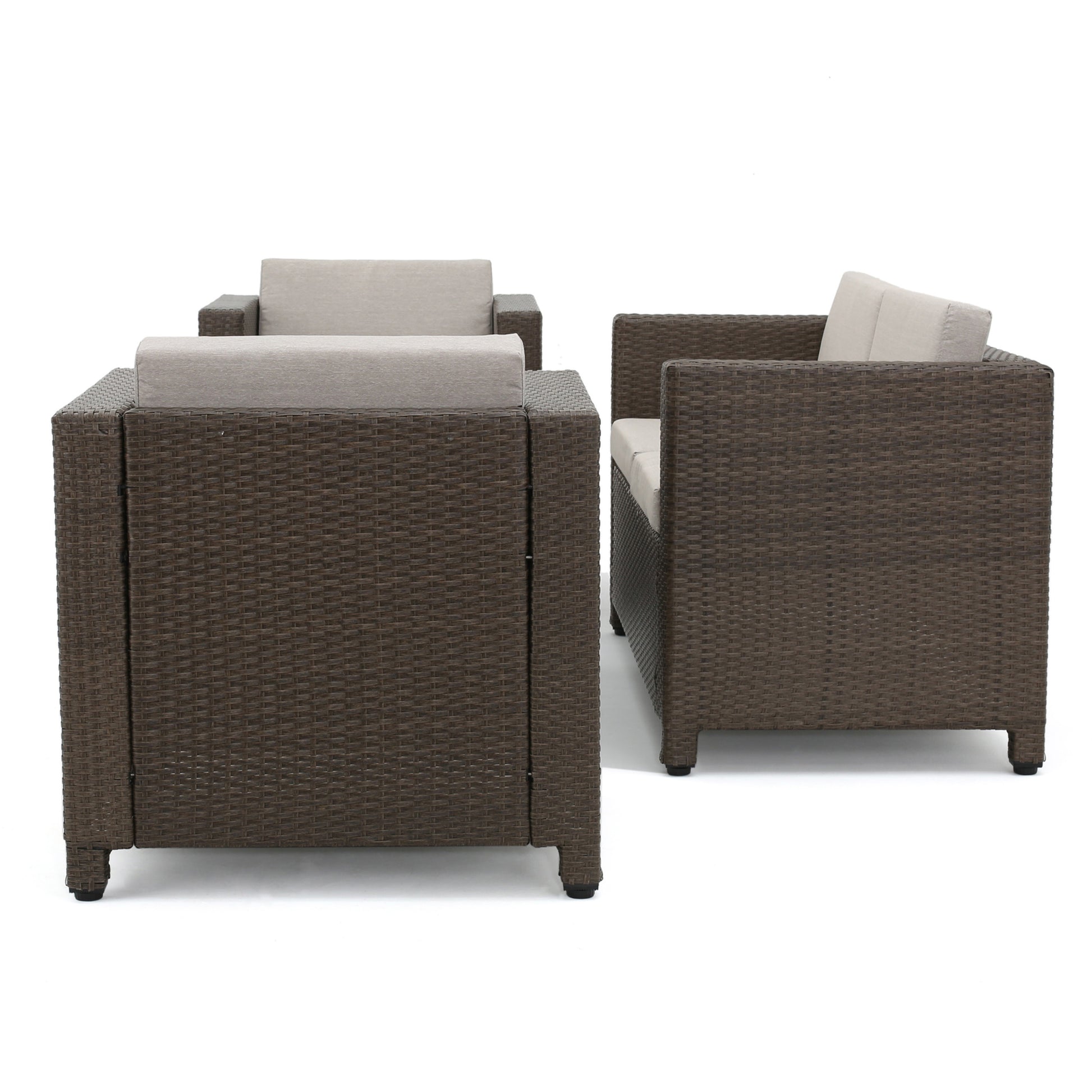 Puerta 4Pc Set Brown Rattan Waterproof Fabric