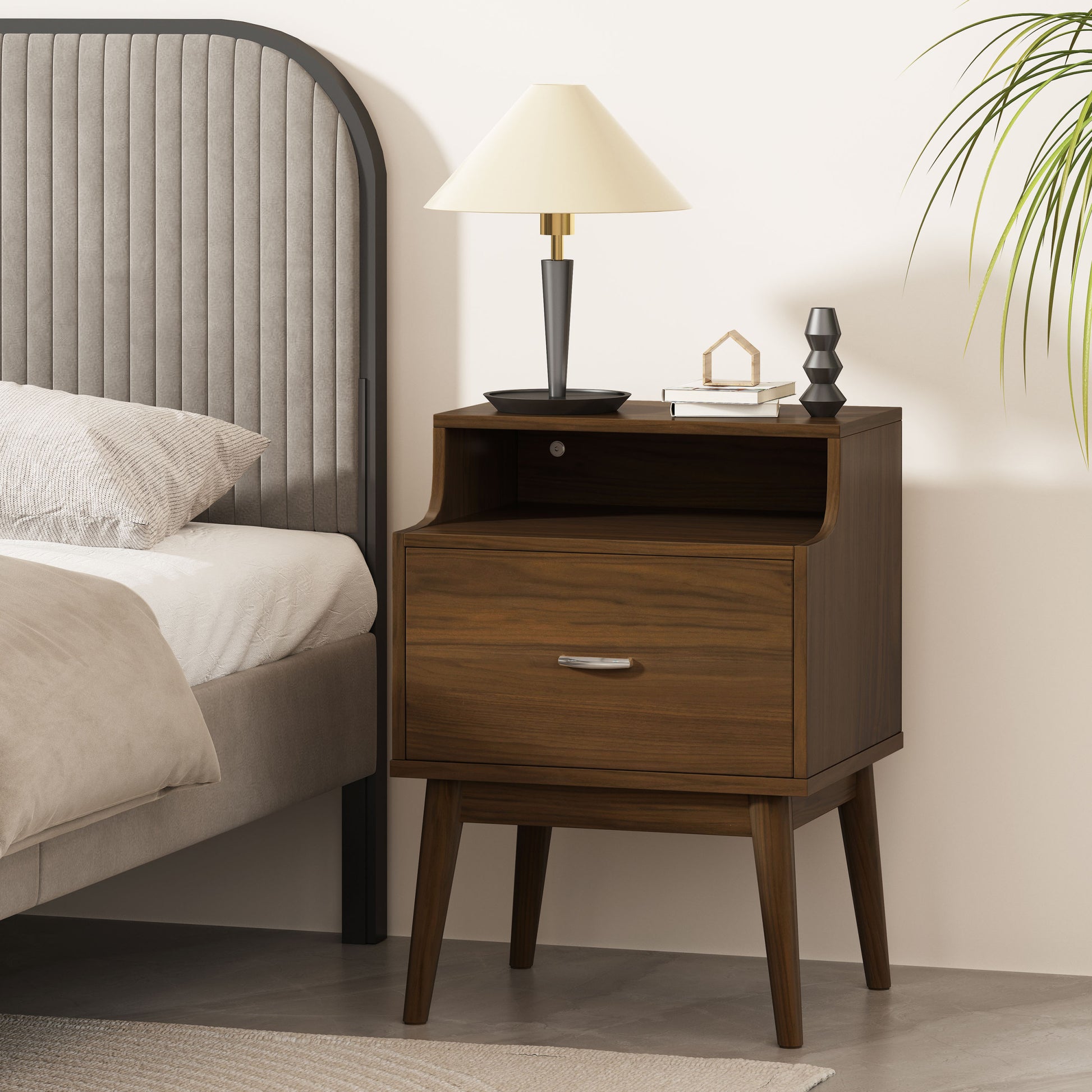 Disa 1 Drawer Nightstand Walnut Mdf