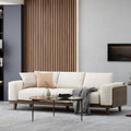 3 Seater Sofa Beige Wood 3 Seat