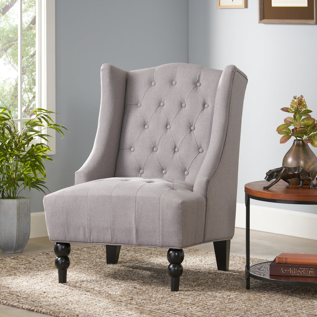 Toddman Hi Back Club Chair Silver Fabric