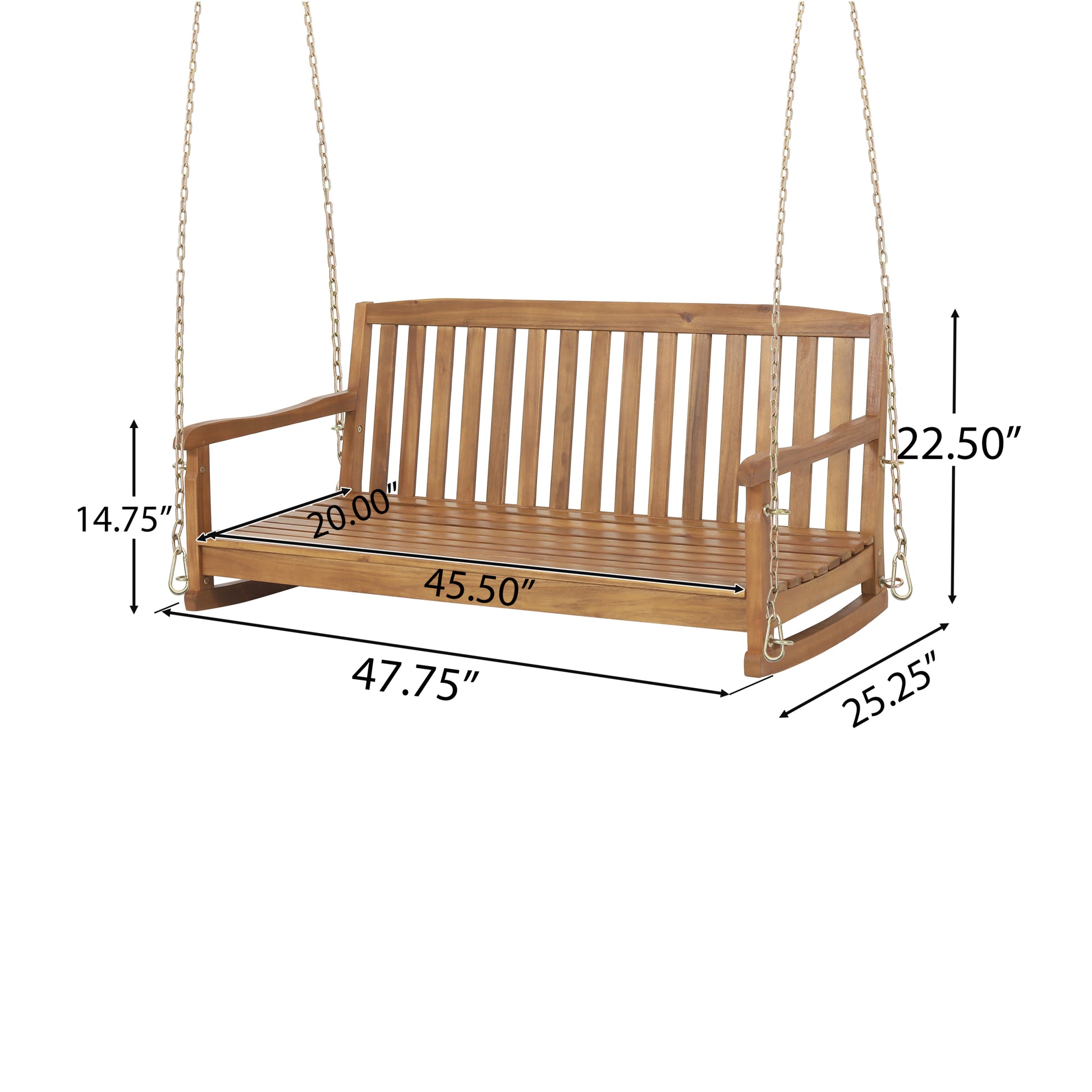 Brantley Porch Swing Teak Metal & Wood