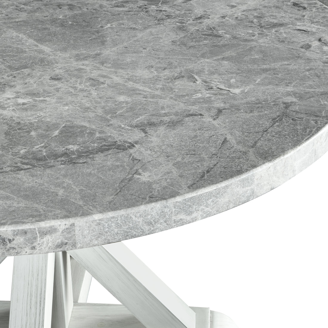 Canova Round Marble Top Table Gray Silver White Wood