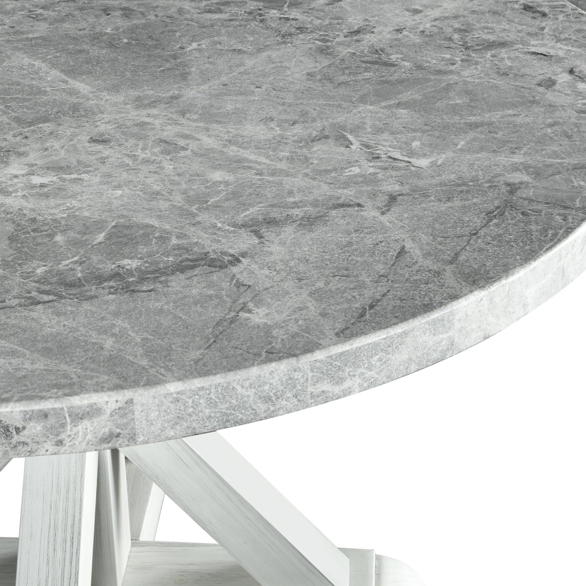Canova Round Marble Top Table Gray Silver White Wood