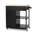 Kitchen Cart Black Wood