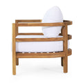 Outdoor Acacia Wood Patio Club Chair, Wood Patio Furniture,Waterproof Thick Cushion Deep Seating For Porch, Garden, Backyard, Balcony, Weight Capacity 400Lbs, Light Teak Finish, White Yes Deep Seating White Garden & Outdoor Foam Acacia Wood