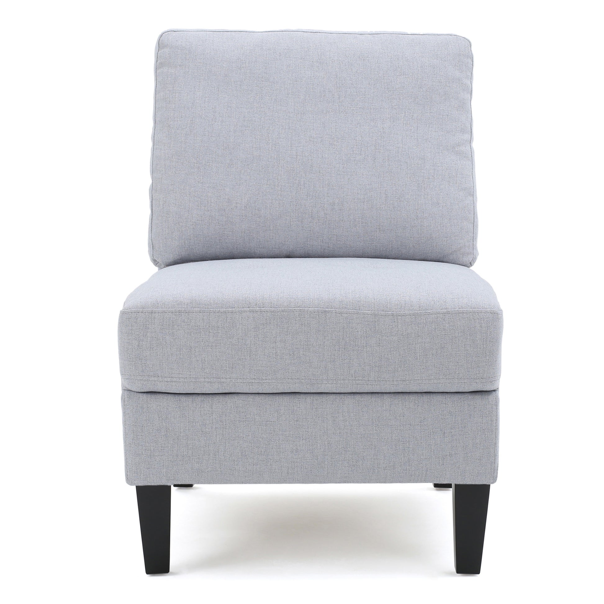 Armless Sofa Light Grey Fabric 1 Seat