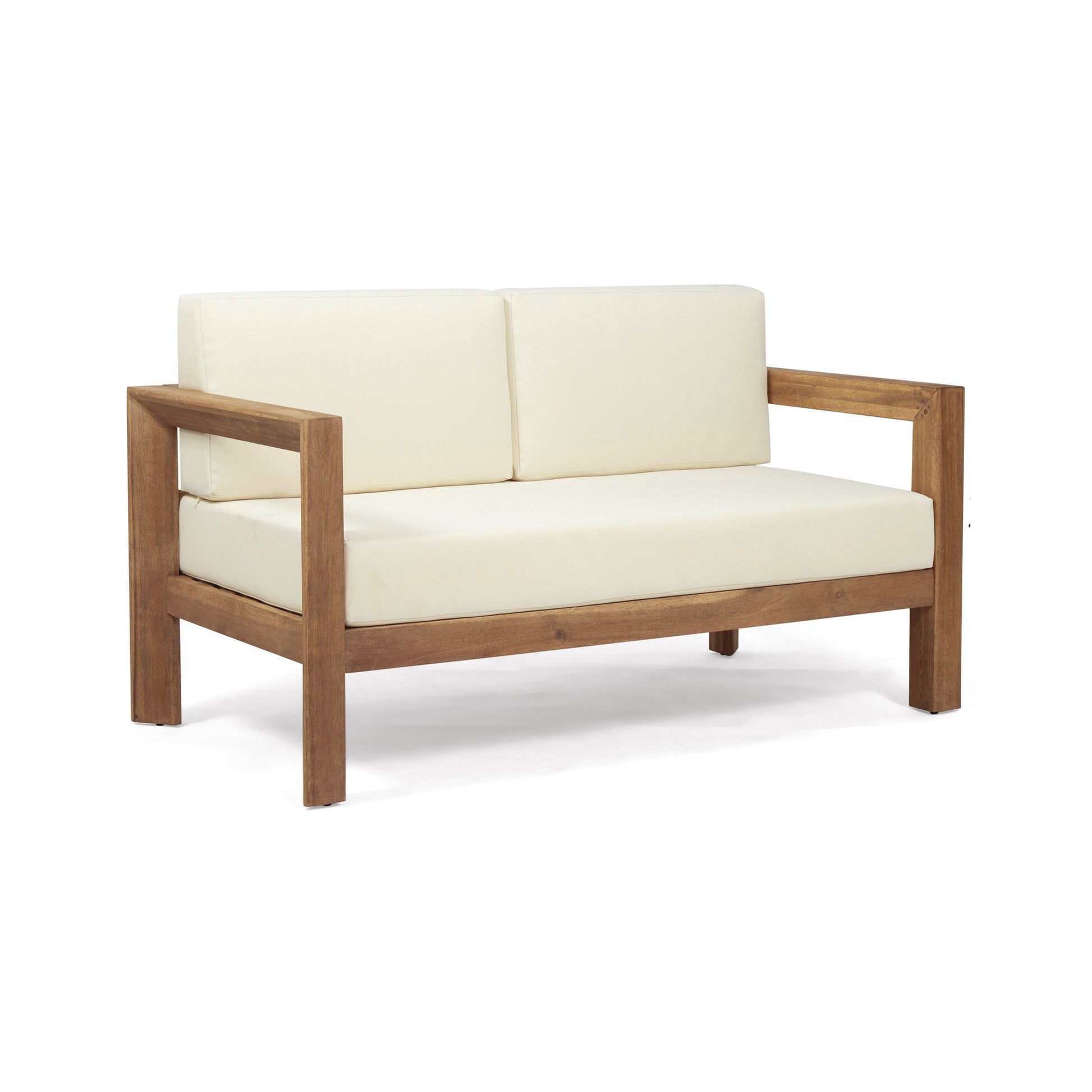 Genser Seat & Coffee Table Beige Brown Acacia Wood