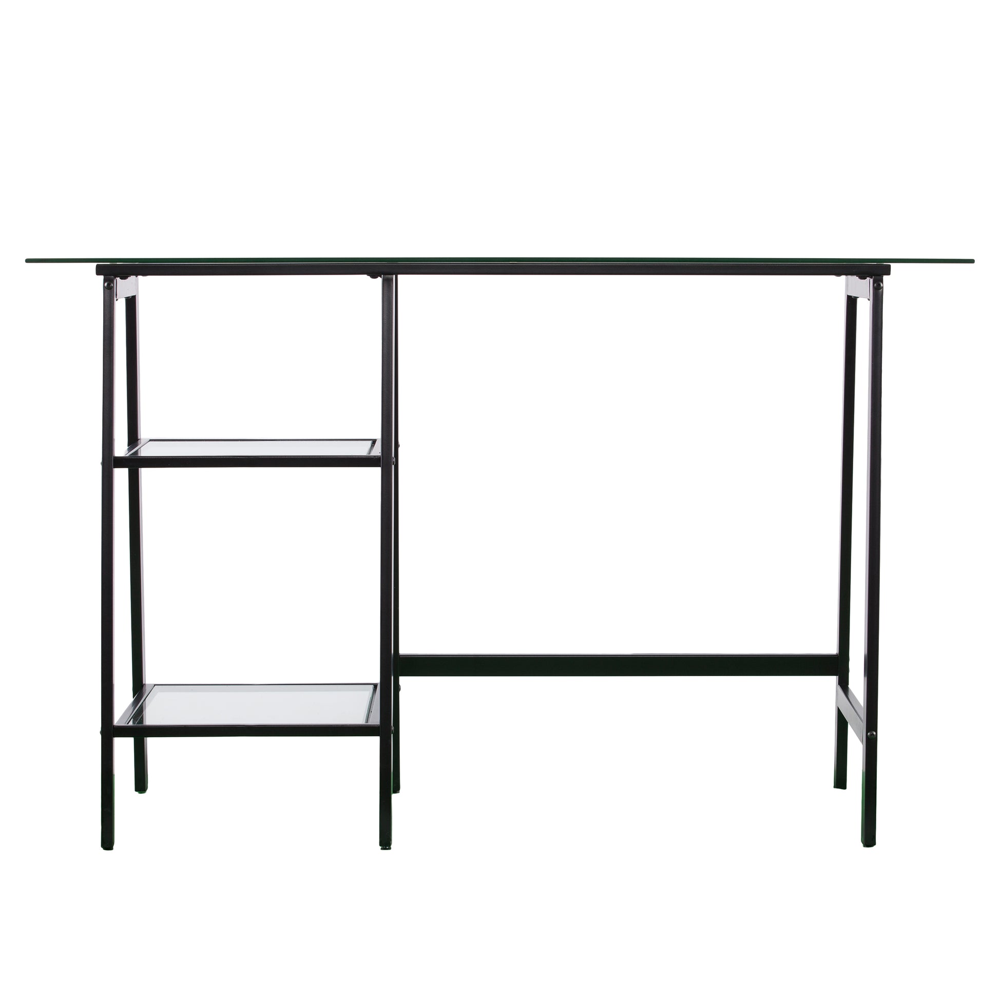 Avery Metal Glass Sawhorse A Frame Writing Desk Black Black Iron