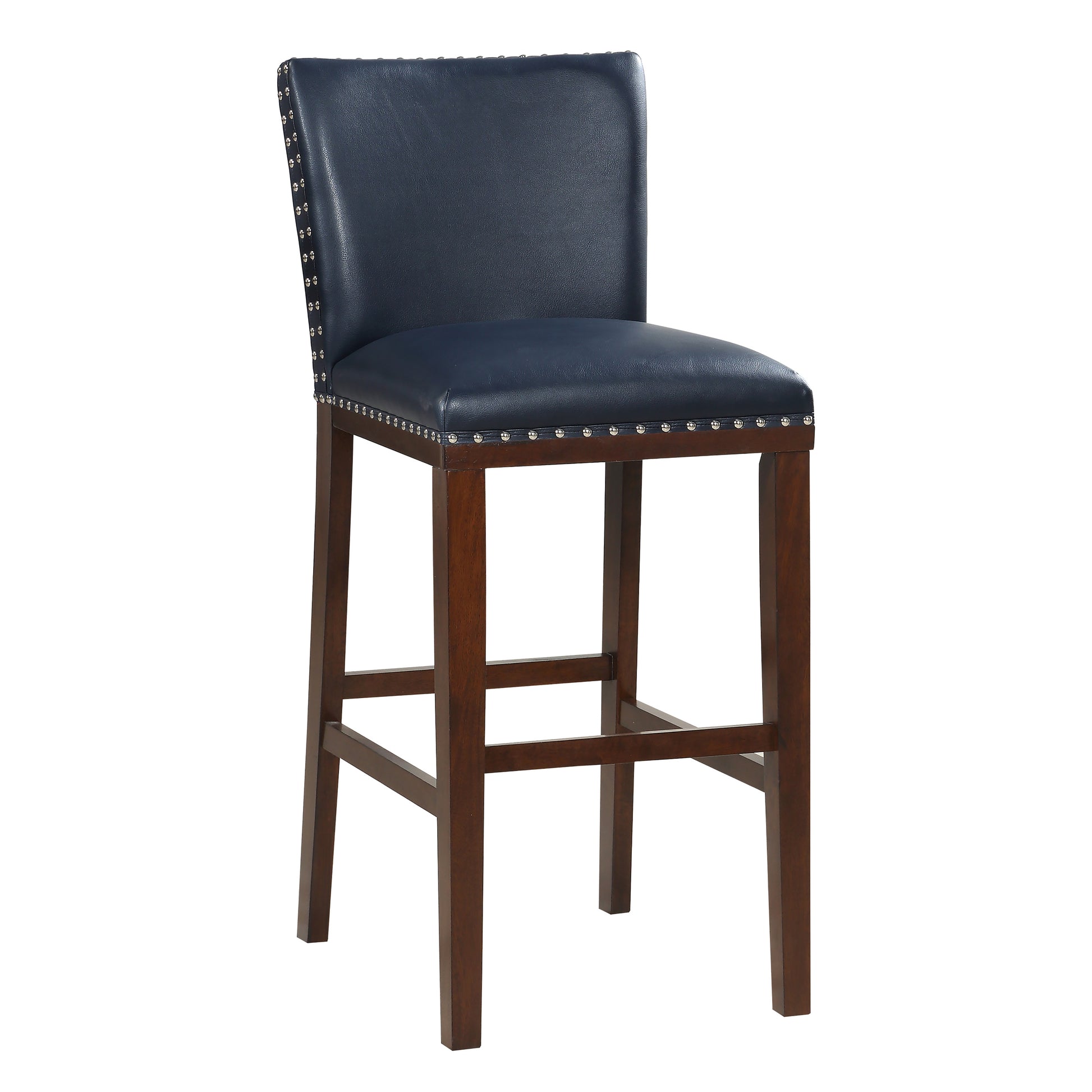 Tiffany Bar Chair Set Of 2 Navy Blue Faux Leather