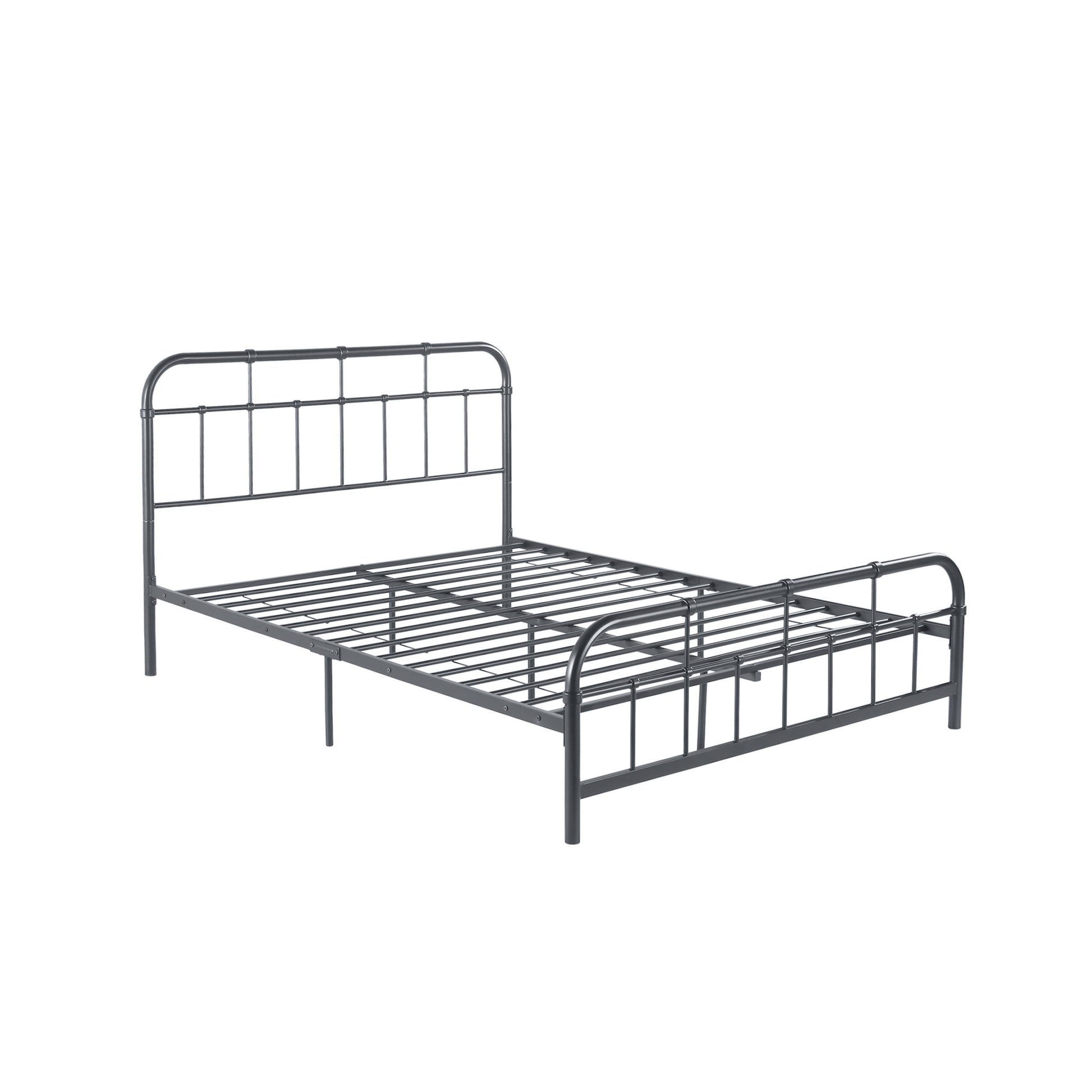 Queen Size Metal Bed Charcoal Grey Iron