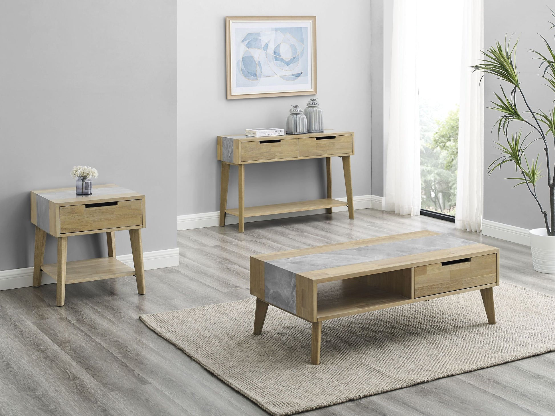 Calgary Sintered Stone Sofa Table Brown Brown Wood