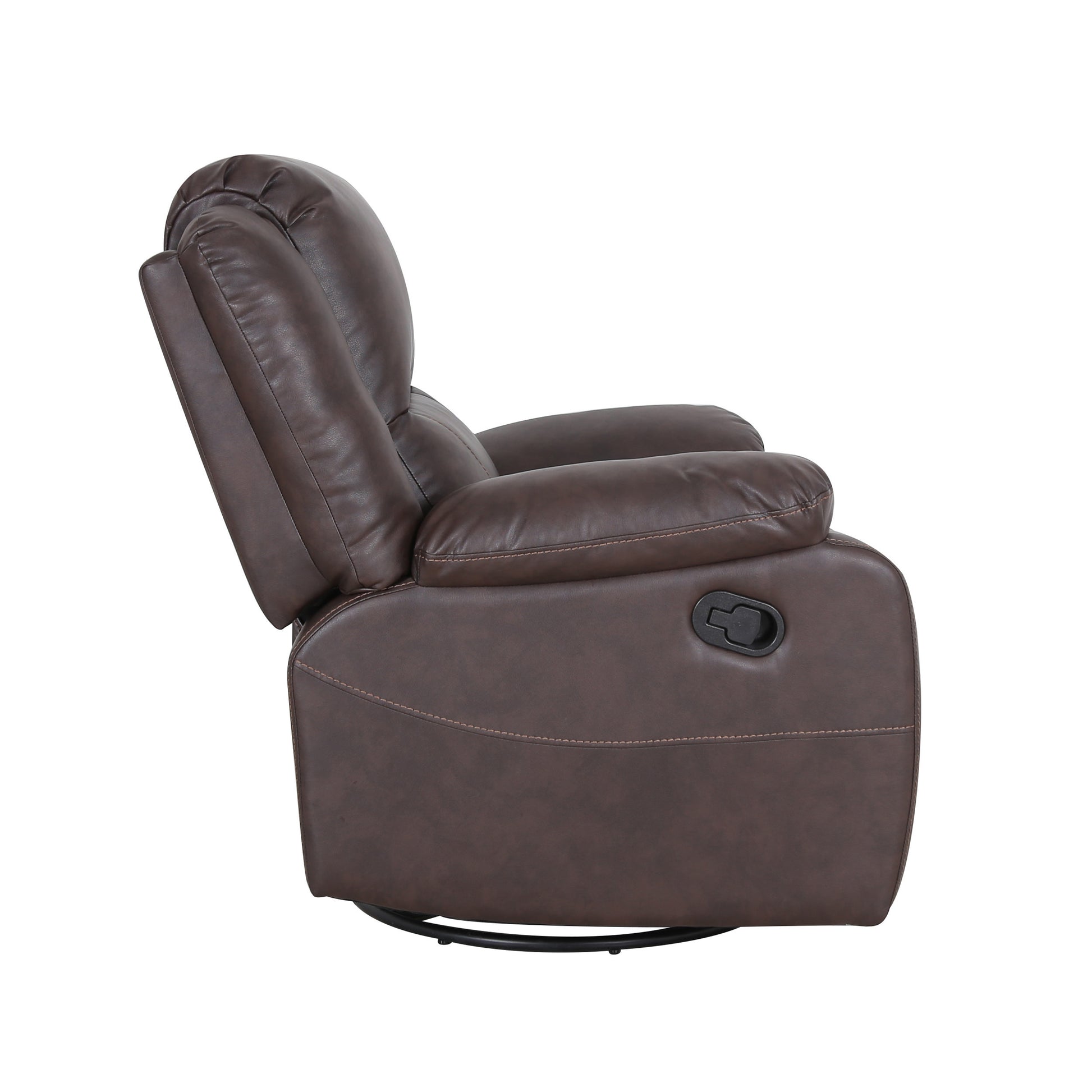 39" Wide Faux Leather Manual Swivel Standard Recliner Dark Brown Pu