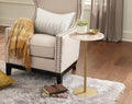 Rosie Rose Quartz Top Chairside Table Beige Beige Iron
