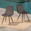 Gila Dining Chair With Powder Coated Legs Brown Multi Rattan