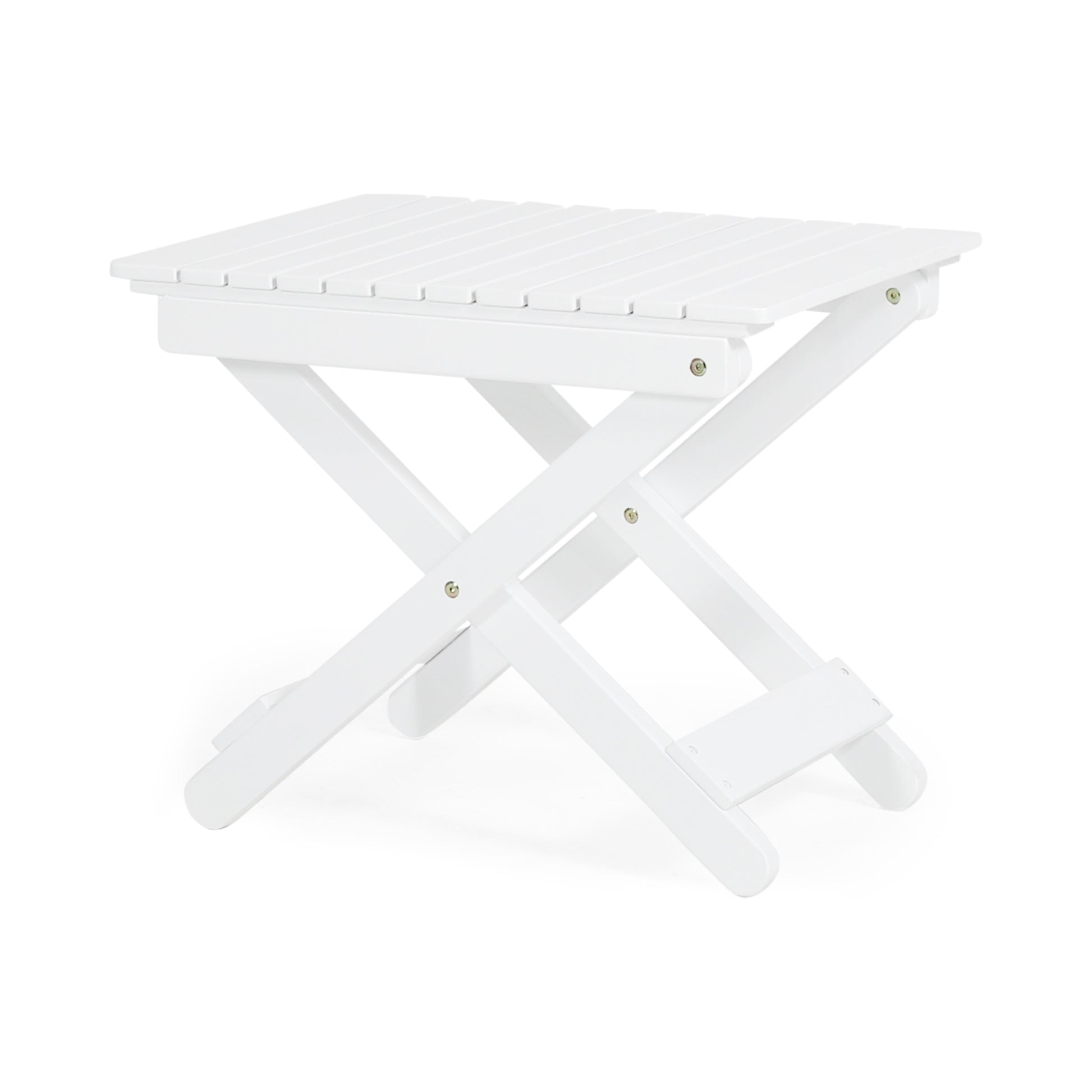 Outdoor Folding Wooden Side Table, White, 15"D X 22.75"W X 18.25"H White Acacia Wood