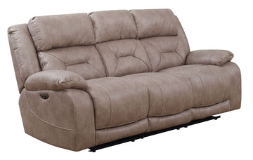 Aria Dual Power Recliner Sofa Sand Brown Fabric 3 Seat