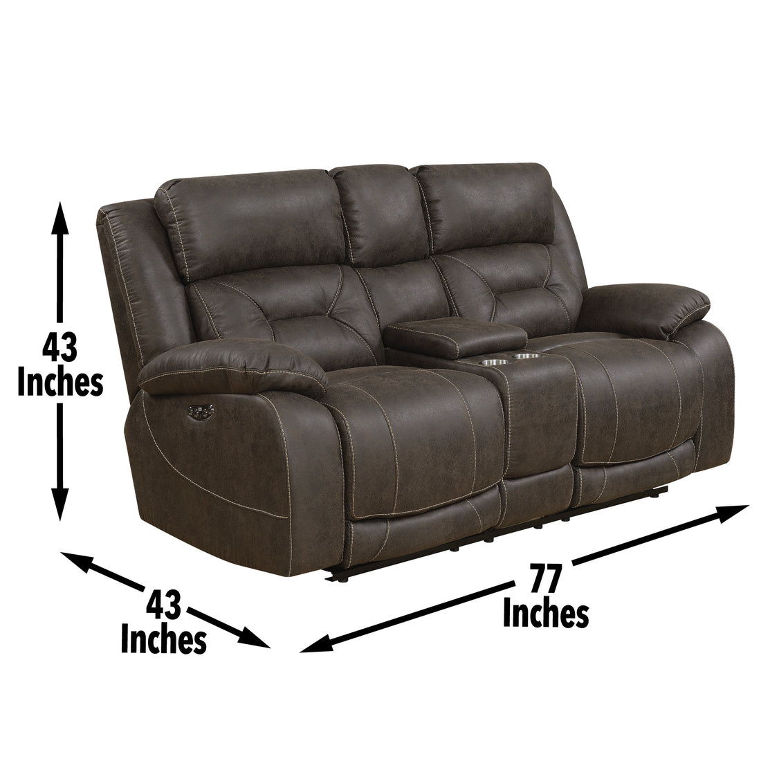 Aria Dual Power Loveseat With Console Brown Brown Fabric 2 Seat