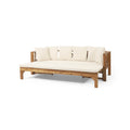 Long Beach Sofa Daybed Full Teak Pe Rattan Iron Waterproof Fabric