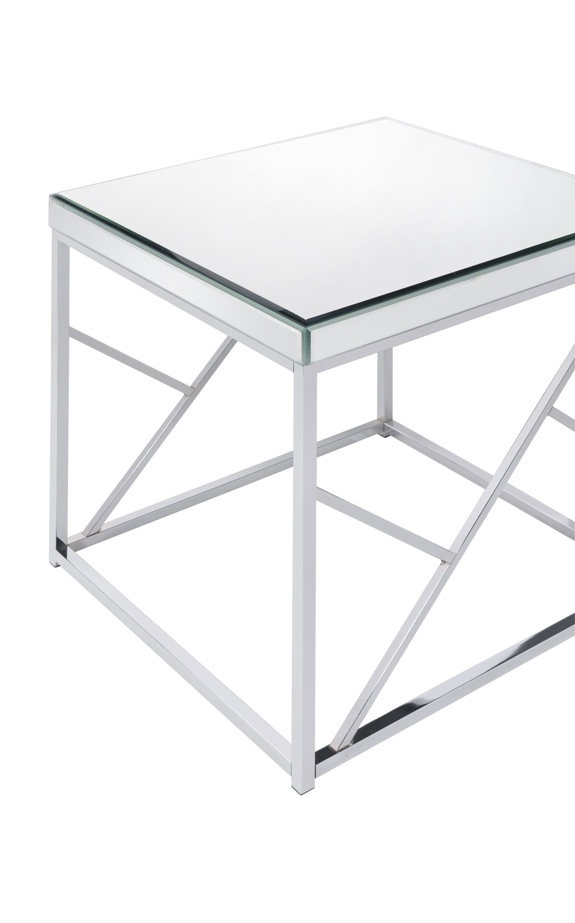 Evelyn Mirror Top End Table Silver Silver Iron