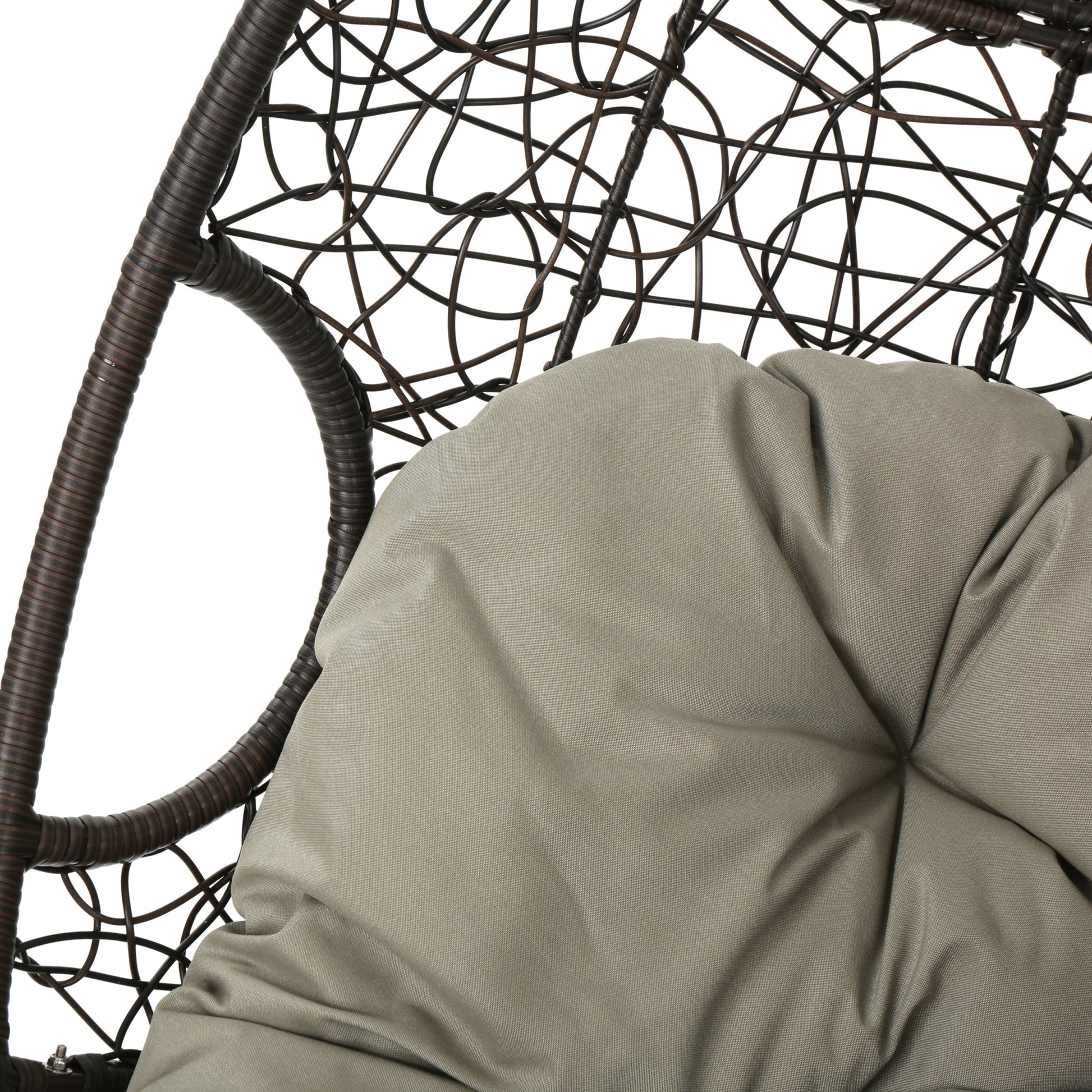 Kylie Hanging Basket Brown Only Basket ,Not Include A Hanging Stand Khaki Brown Rattan Waterproof Fabric Metal