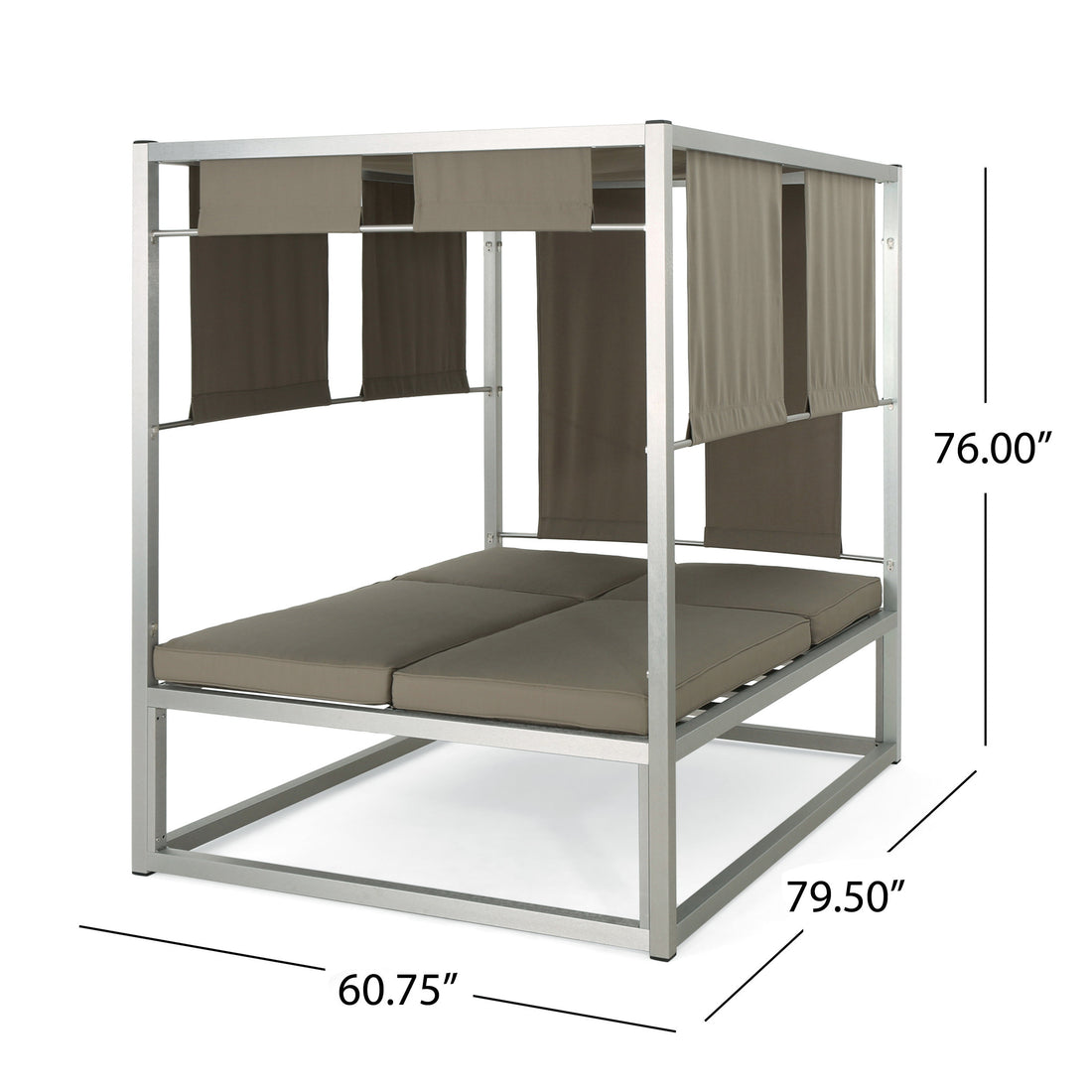 Heminger Daybed A Carton Seat Pannel Feet At The Bottom Of The Tube Vertical Connecting Tube Khaki Fabric