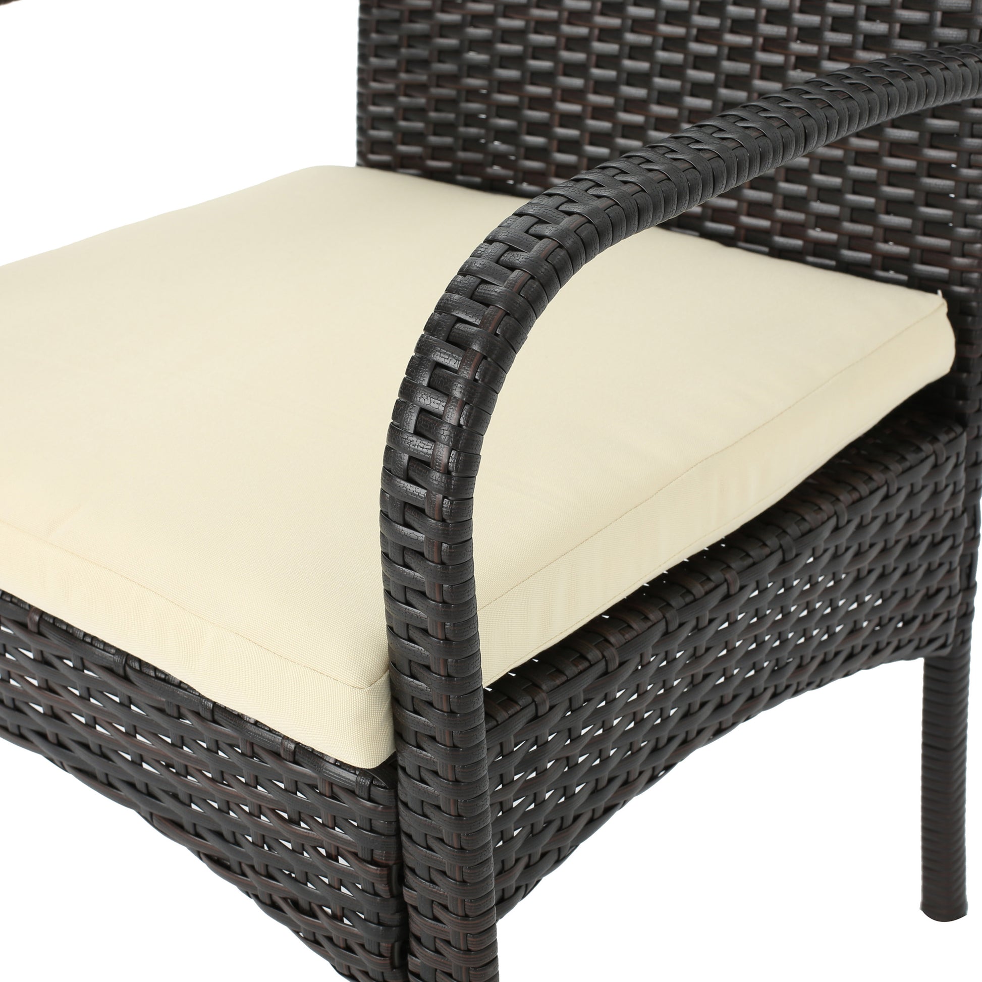 Cordoba Kd Pe Wicker Dining Chair Brown Beige Pe Rattan Iron Waterproof Fabric