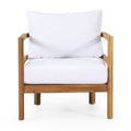 Outdoor Acacia Wood Patio Club Chair, Wood Patio Furniture,Waterproof Thick Cushion Deep Seating For Porch, Garden, Backyard, Balcony, Weight Capacity 400Lbs, Light Teak Finish, White Yes Deep Seating White Garden & Outdoor Foam Acacia Wood