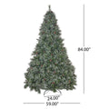 7' Faux Cashmere And Snow Bristle Mixed Tree With 75 Pine Cones And 1233 Tips,Dia.:59 Green Pvc