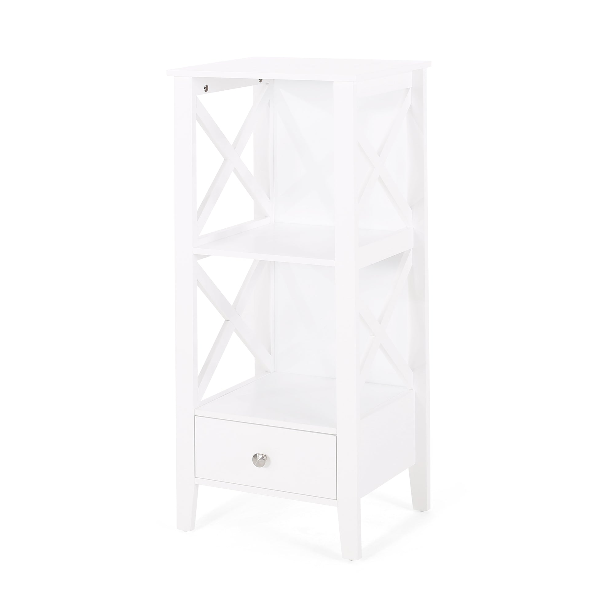 1 Drawer Storage Rack White Mdf