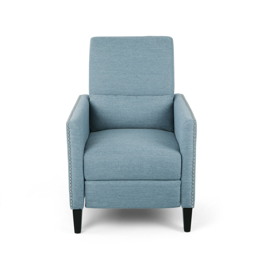 Push Back Recliner Light Blue Fabric