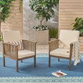 Casa Acacia Club Chair Mp2Set Of 2 Grey Cream Wood Waterproof Fabric