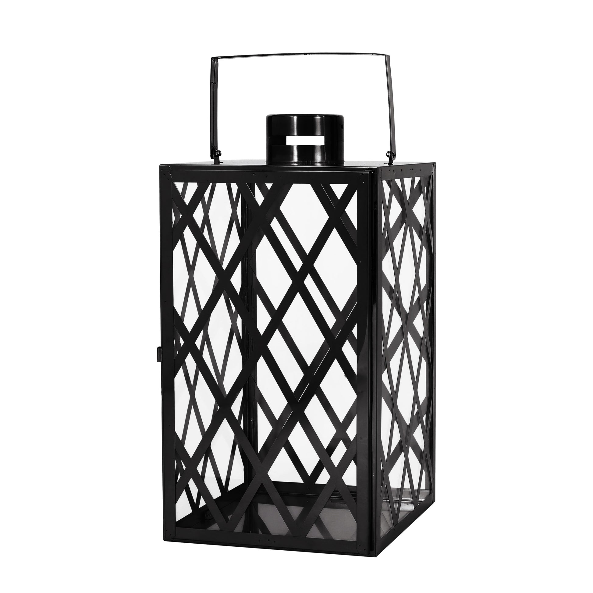 Anton 18"H Stainless Steel Lantern Black Stainless Steel