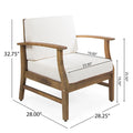 Perla Club Chairs Set Of 2, Cream Cream Acacia Wood