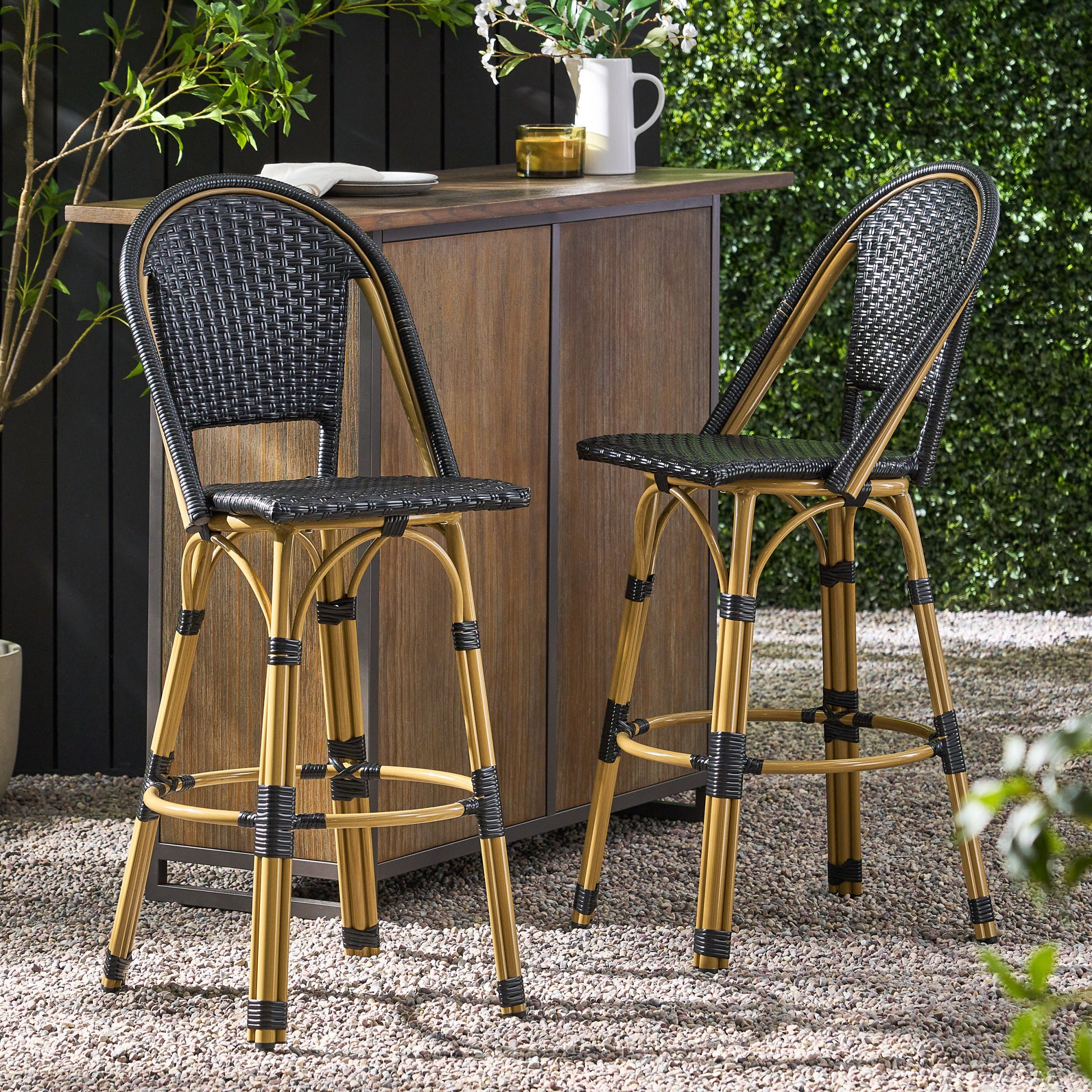 Barstool Black Wicker