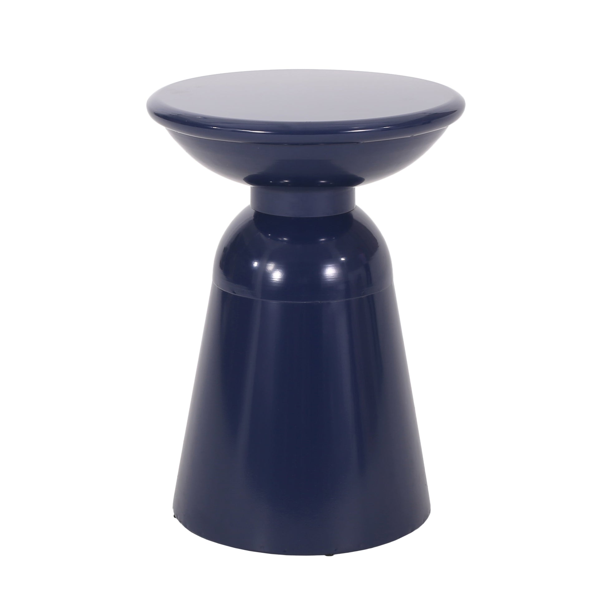 Outdoor Metal End Table Large Navy Blue Iron