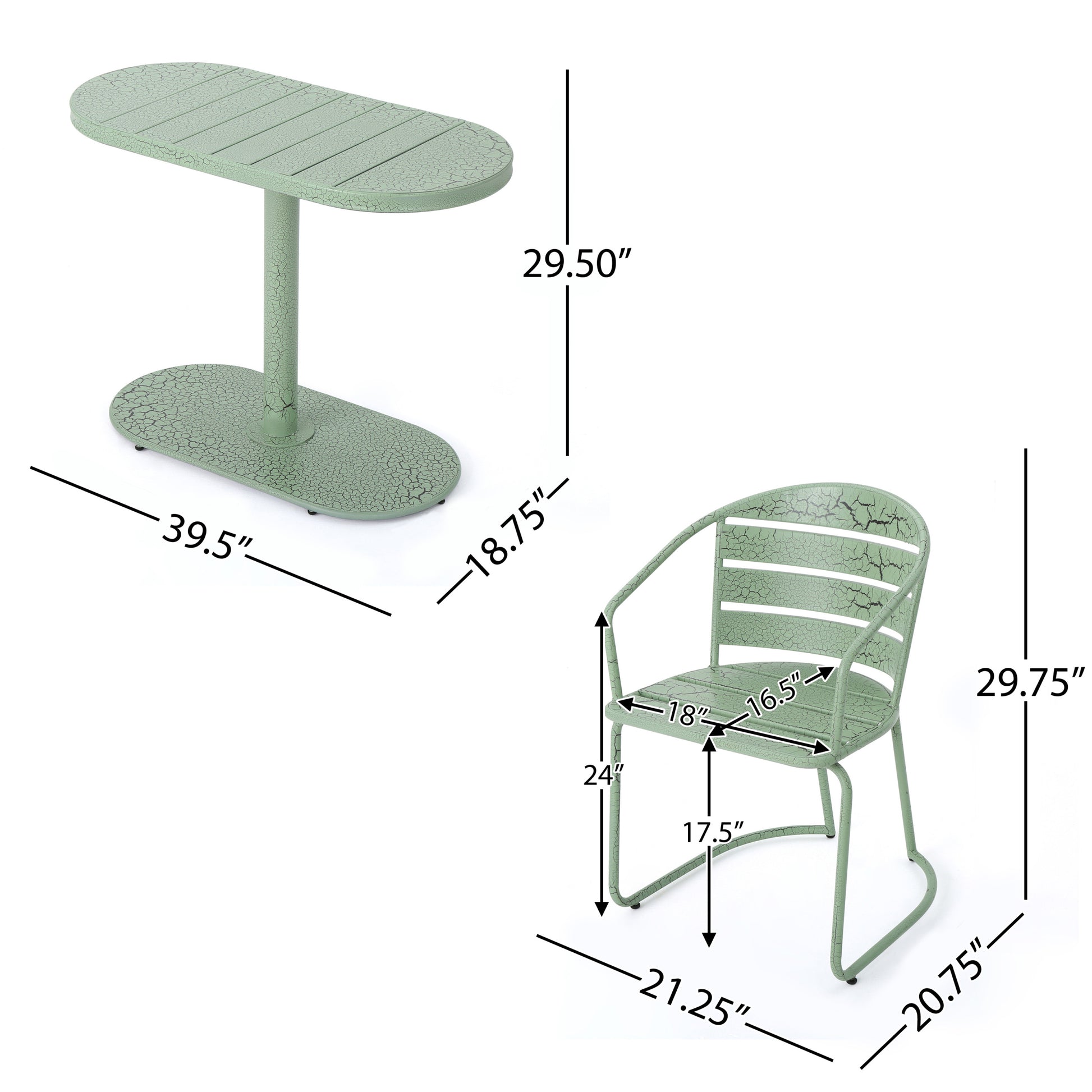 Santa Monica Bistro Set Green Iron