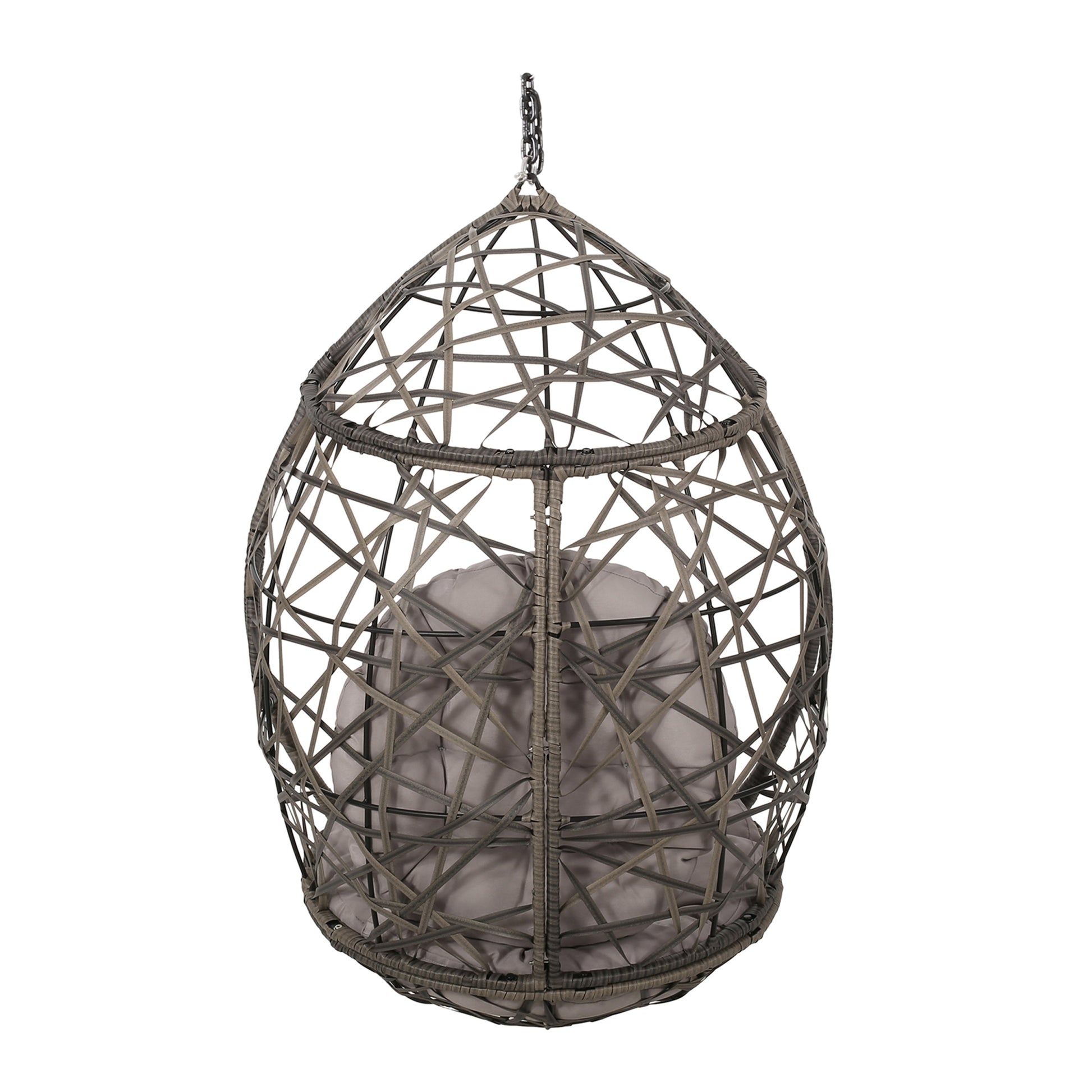 Marlin Hanging Egg Chair Basket Grey Pe Rattan Iron Waterproof Fabric