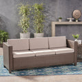 Puerta 3Seater Grey Brown Pe Rattan Iron