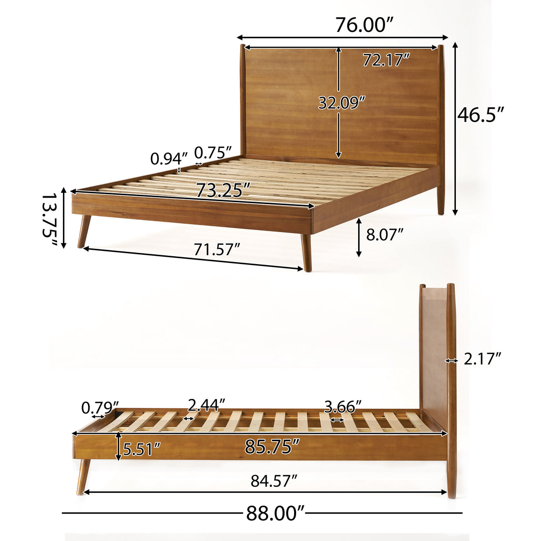 Cohron Solid Wood Platform Bed Cal King Bed California King Natural Acacia Wood