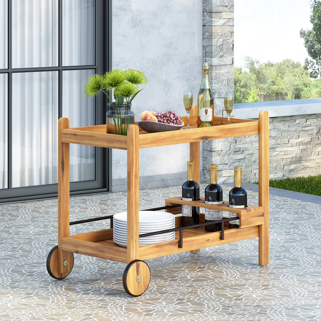 Louisiana Bar Cart Black Metal & Wood