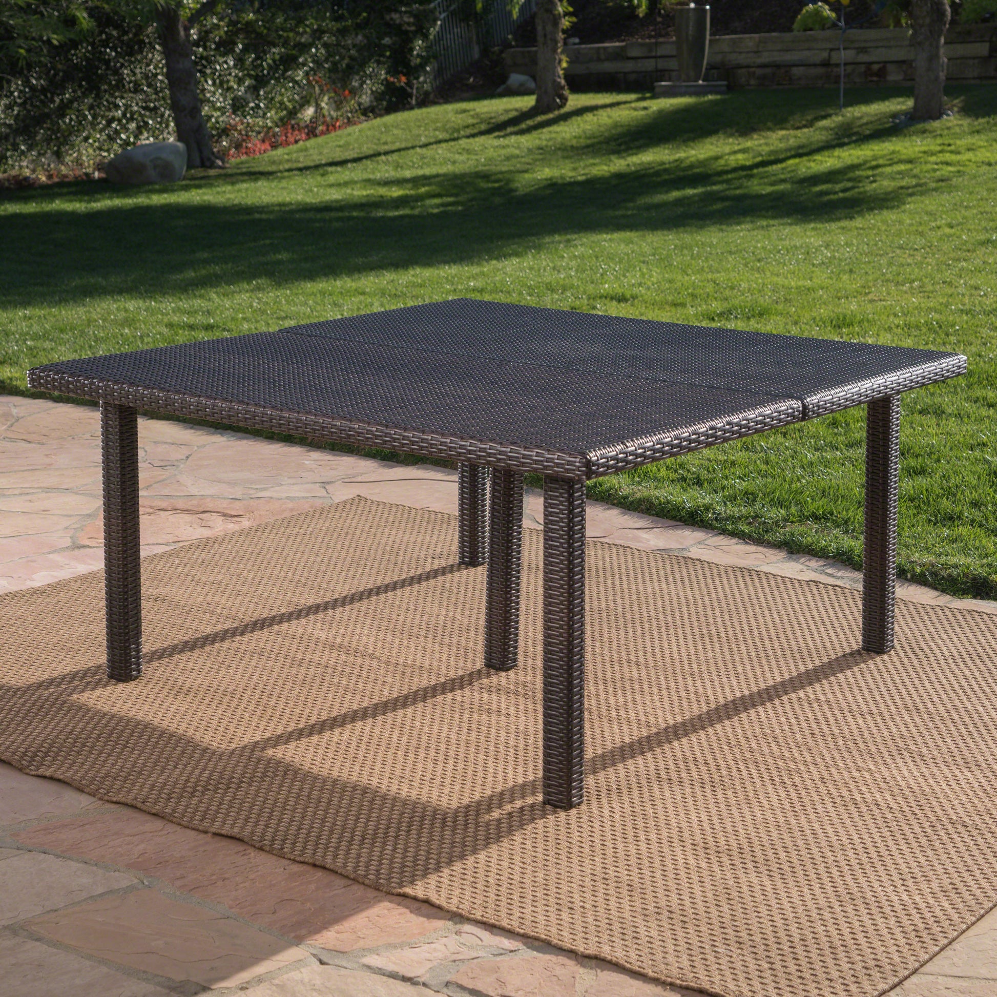 Fiona 64" Square Dining Table Brown Multi Rattan