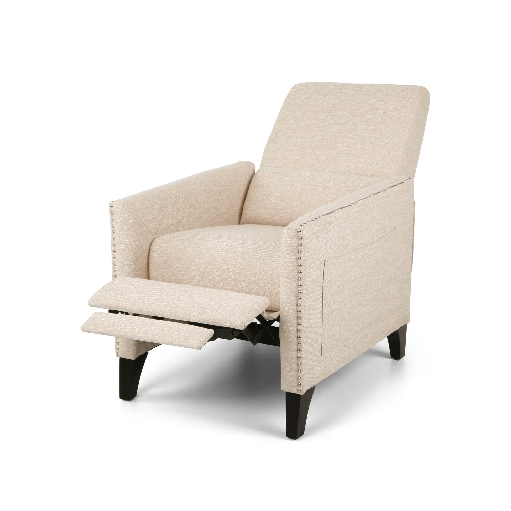 Push Back Recliner Beige Fabric